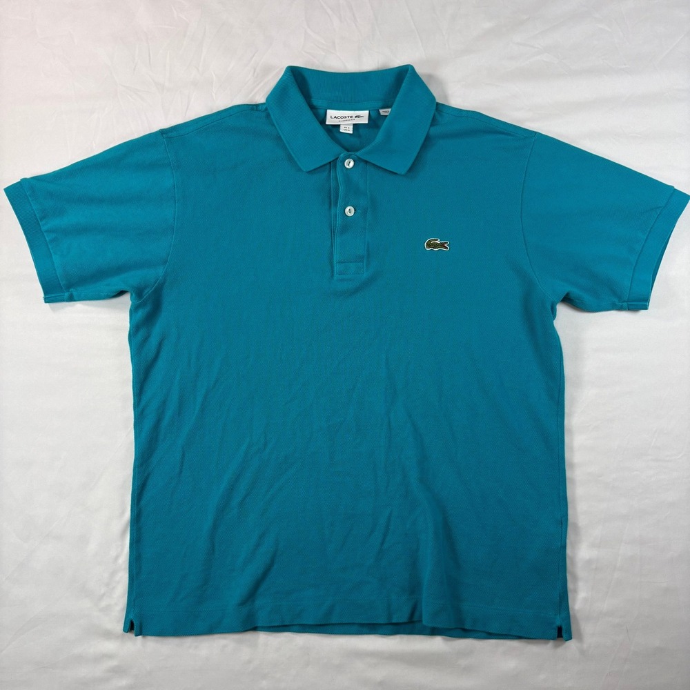 Lacoste Polo Shirt Mens M Teal Blue Classic Fit Pique Cotton Short Sleeve‎